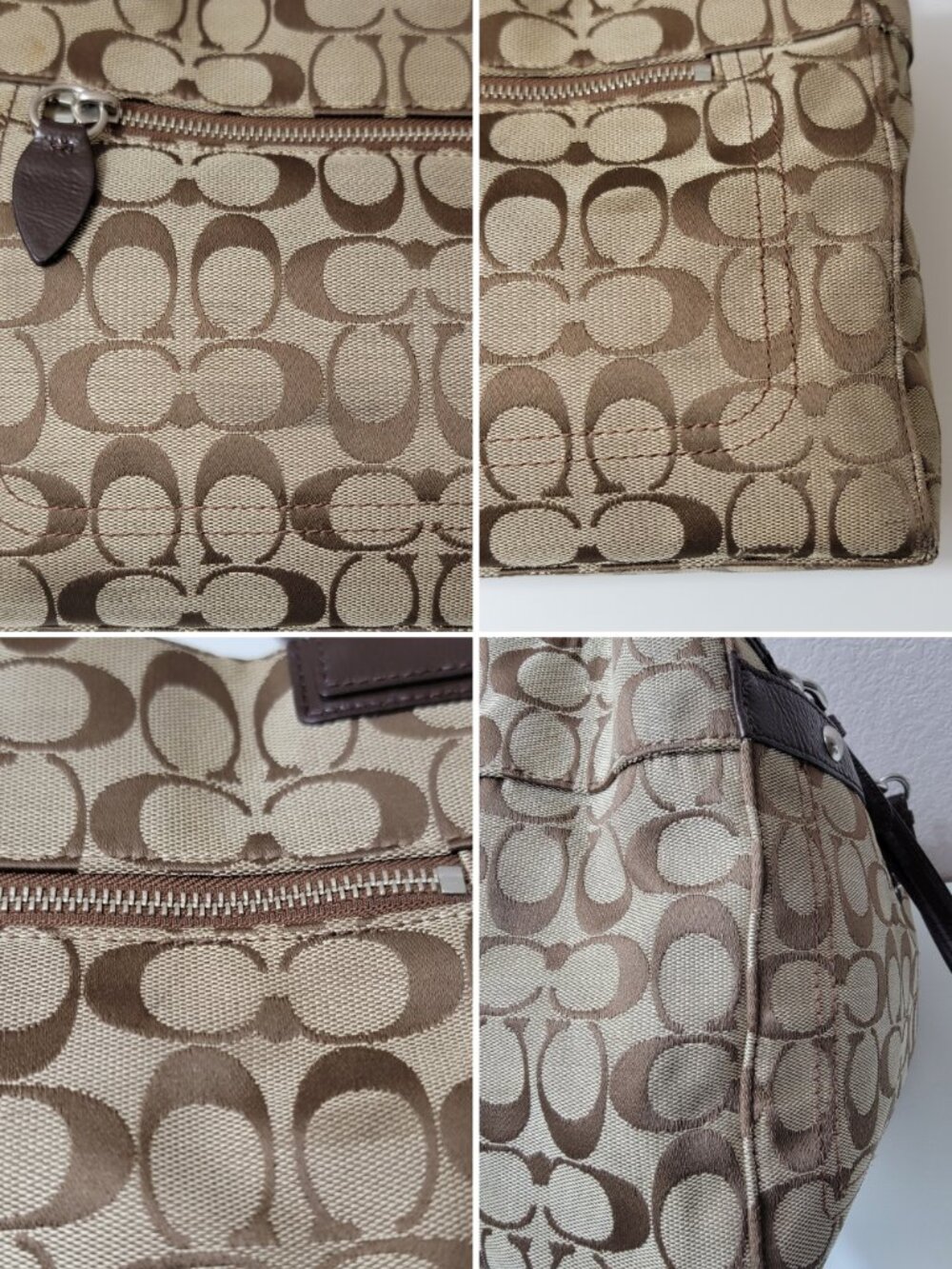 Coach Signature Tote Handbags Khaki Brown Patent Leather Turnlock Bag F16540 - Picture 10 of 12